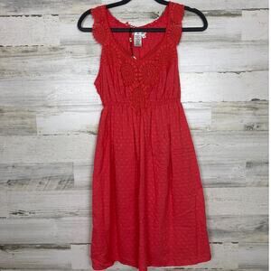 Sophie Max womens medium cotton boho summer mini dress new dot pink lightweight
